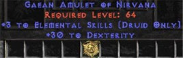 Druid Amulet - 3 Elemental & 30 Dex - East Ladder
