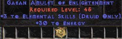 Druid Amulet - 3 Elemental & 30 Energy - West Ladder