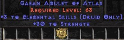 Druid Amulet - 3 Elemental & 30 Str - East HC Ladder