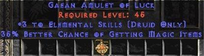 Druid Amulet - 3 Elemental & 35% MF - East HC Ladder