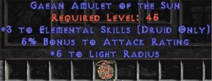 Druid Amulet - 3 Elemental & 5% AR - East Ladder