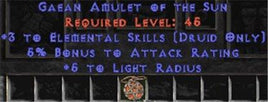 Druid Amulet - 3 Elemental & 5% AR - East Non-Ladder