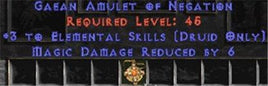 Druid Amulet - 3 Elemental & 6 MDR - East Ladder