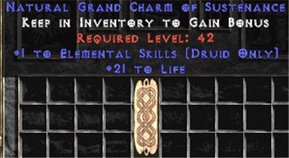 Druid Elemental Skills w/ 21-29 Life GC - Europe HC Ladder