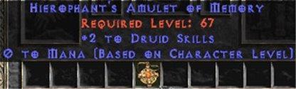 Druid Amulet - 2 All Dru Skills & 0.75 MPL - West Ladder
