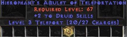 Druid Amulet - 2 All Dru Skills & Teleport - Europe Ladder