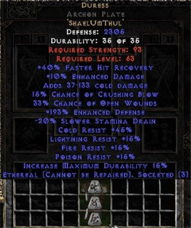 Duress Archon Plate - Ethereal - 165-199% ED - East Ladder