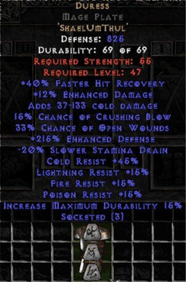 Duress Mage Plate - 215% EDef & 10-19% EDam - East Non-Ladder