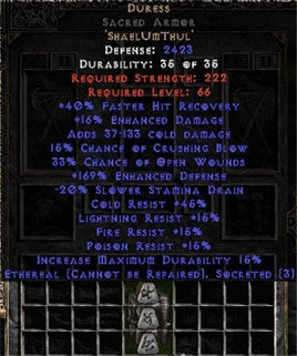 Duress Sacred Armor - Ethereal - 165-199% ED - West Ladder
