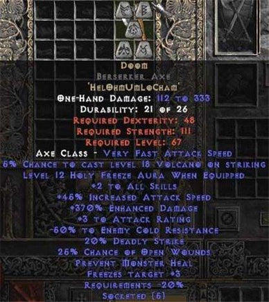 Doom Berserker Axe - 370-384% ED - Europe HC Ladder
