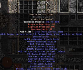 Breath of the Dying Berserker Axe - Ethereal - 400-414% ED - Europe Non-Ladder