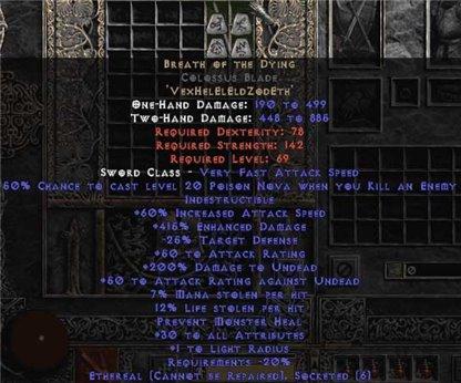 Breath of the Dying Colossus Blade - Ethereal - 415% ED & 15% LL - Perfect - Europe Non-Ladder