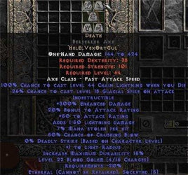 Death Berserker Axe - Ethereal - 300-349% ED - Europe HC Ladder