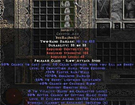 Infinity Cryptic Axe - Ethereal - 255-309% ED & -45-54% ELR - West Non-Ladder