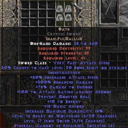Oath Cryptic Sword - Ethereal - 300-354% ED - West Non-Ladder