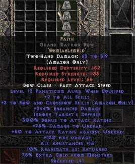 Faith Grand Matron Bow - 3 B&C - 2 Skill & 12-14 Fanat - Europe HC Ladder