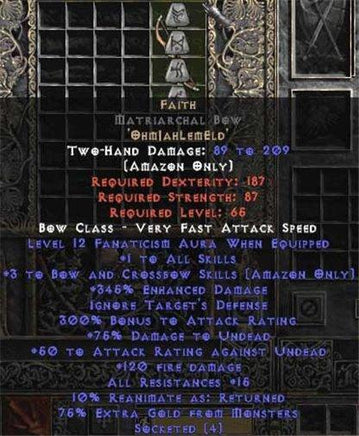 Faith Matriarchal Bow - 3 B&C - 1 Skill & 12-14 Fanat - Europe HC Ladder