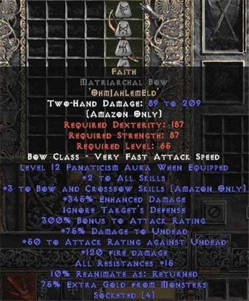 Faith Matriarchal Bow - 3 B&C - 2 Skill & 12-14 Fanat - East HC Ladder