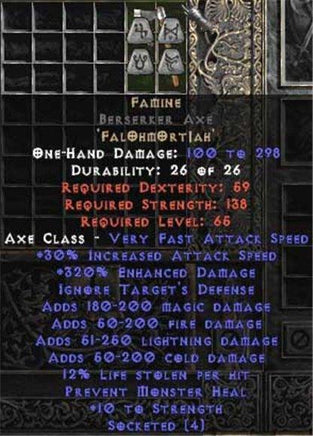 Famine Berserker Axe - 320-359% ED - Europe Ladder