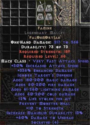 Famine Legendary Mallet - 320-359% ED - East HC Ladder