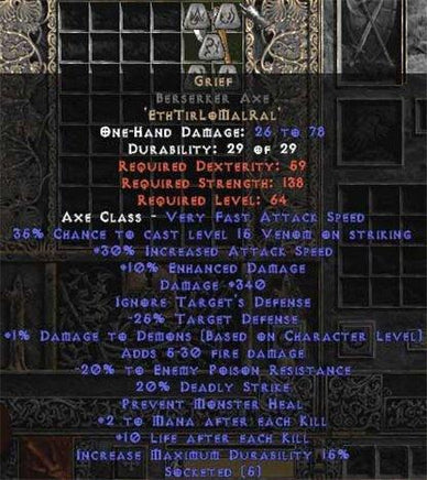 Grief Berserker Axe - 30-34% IAS & 340-369 Damage - East Ladder