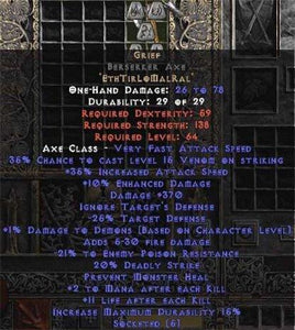 Grief Berserker Axe - 35-39% IAS & 370-399 Damage - West Ladder
