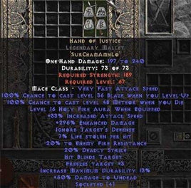 Hand of Justice Legendary Mallet - 280-329% ED - West Non-Ladder