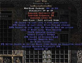 Last Wish Berserker Axe - 330-374% ED & 60-64% CB - East HC Ladder
