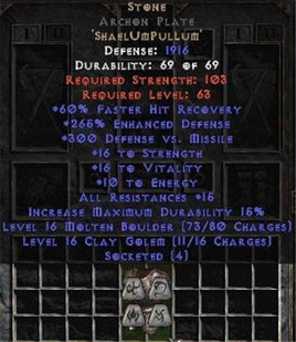 Stone Archon Plate - 265-289% ED - West Non-Ladder