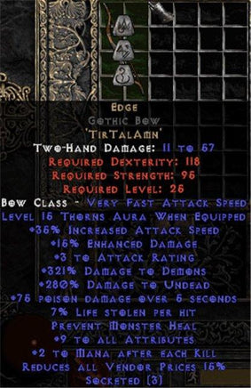 Edge Gothic Bow - 320-379% DD & 5-9 All Stats - Europe Ladder
