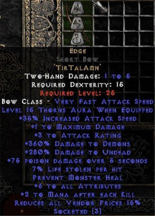 Edge Short Bow - 320-379% DD & 5-9 All Stats - East HC Ladder