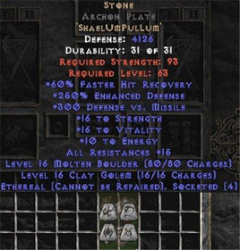 Stone Archon Plate - Eth Bugged - 250-269% ED - West Non-Ladder