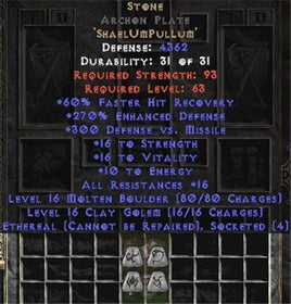 Stone Archon Plate - Eth Bugged - 270-289% ED - Europe Ladder