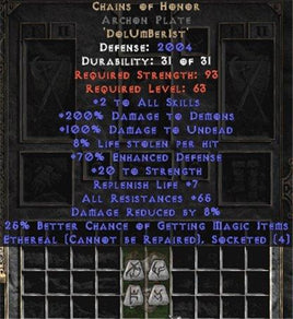 Chains of Honor Archon Plate - Eth Bugged - Europe Non-Ladder