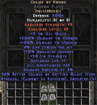 Chains of Honor Archon Plate - Eth Bugged - Europe Non-Ladder