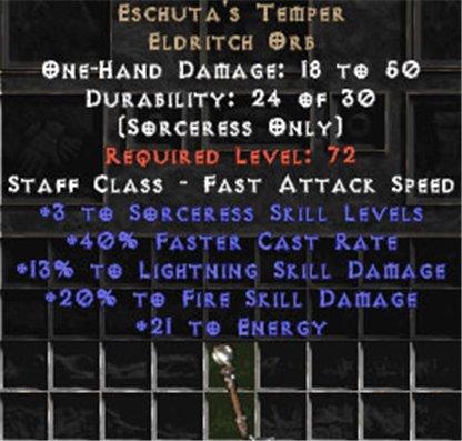Eschuta's Temper +3 Sorc Skills & +20% Fire Damage - East Ladder