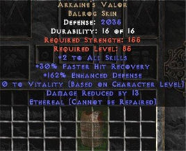 Arkaine's Valor - Ethereal - +2 All Skills - East Non-Ladder