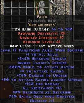 Faith Crusader Bow - 1 Skill & 12-14 Fanat - East HC Ladder