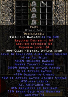 Faith Hydra Bow - 1 Skills & 15 Fanat - West Ladder