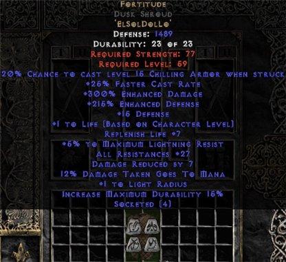 Fortitude Dusk Shroud - 25-29 Res & 1-1.375 Life - East HC Ladder