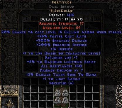 Fortitude Dusk Shroud (non-sup) - 30 Res & 1-1.375 Life - West Non-Ladder
