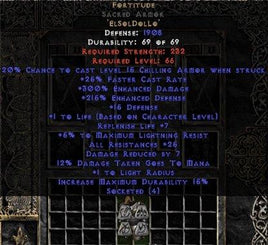 Fortitude Sacred Armor - 25-29 Res & 1-1.375 Life - East Ladder