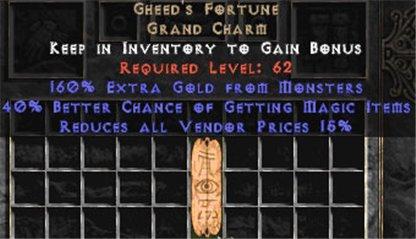 diablo 2 extra gold from monsters Gheed's Fortune 40% MF/15% RVP
