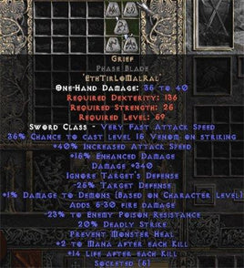 Grief Phase Blade - 40% IAS & 340-359 Damage - West Non-Ladder