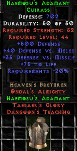 Haemosu's Adamant - 702 Def - Perfect - East HC Ladder