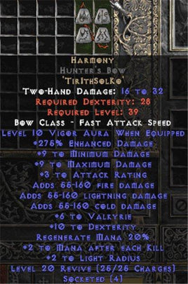 Harmony Hunter's Bow - 275% ED & 6 Valk - Perfect - West Non-Ladder