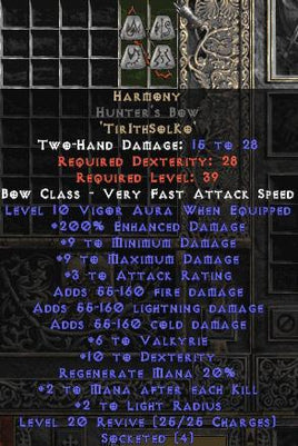 Harmony Hunter's Bow - 200-244% ED & 6 Valk - West Non-Ladder