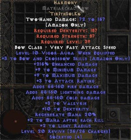 Harmony Matriarchal Bow - 3 B&C - 200-259% ED & 2-5 Valk - West Non-Ladder
