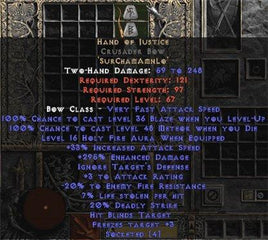 Hand of Justice Crusader Bow - 280-329% ED - West Non-Ladder