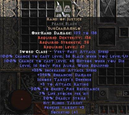Hand of Justice Phase Blade - 280-329% ED - East Non-Ladder